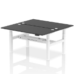 Dynamic Air Back-to-Back W1600 x D800mm Height Adjustable Sit Stand 2 Person Bench Desk With Cable Ports Black Finish White Frame - HA02956 DD