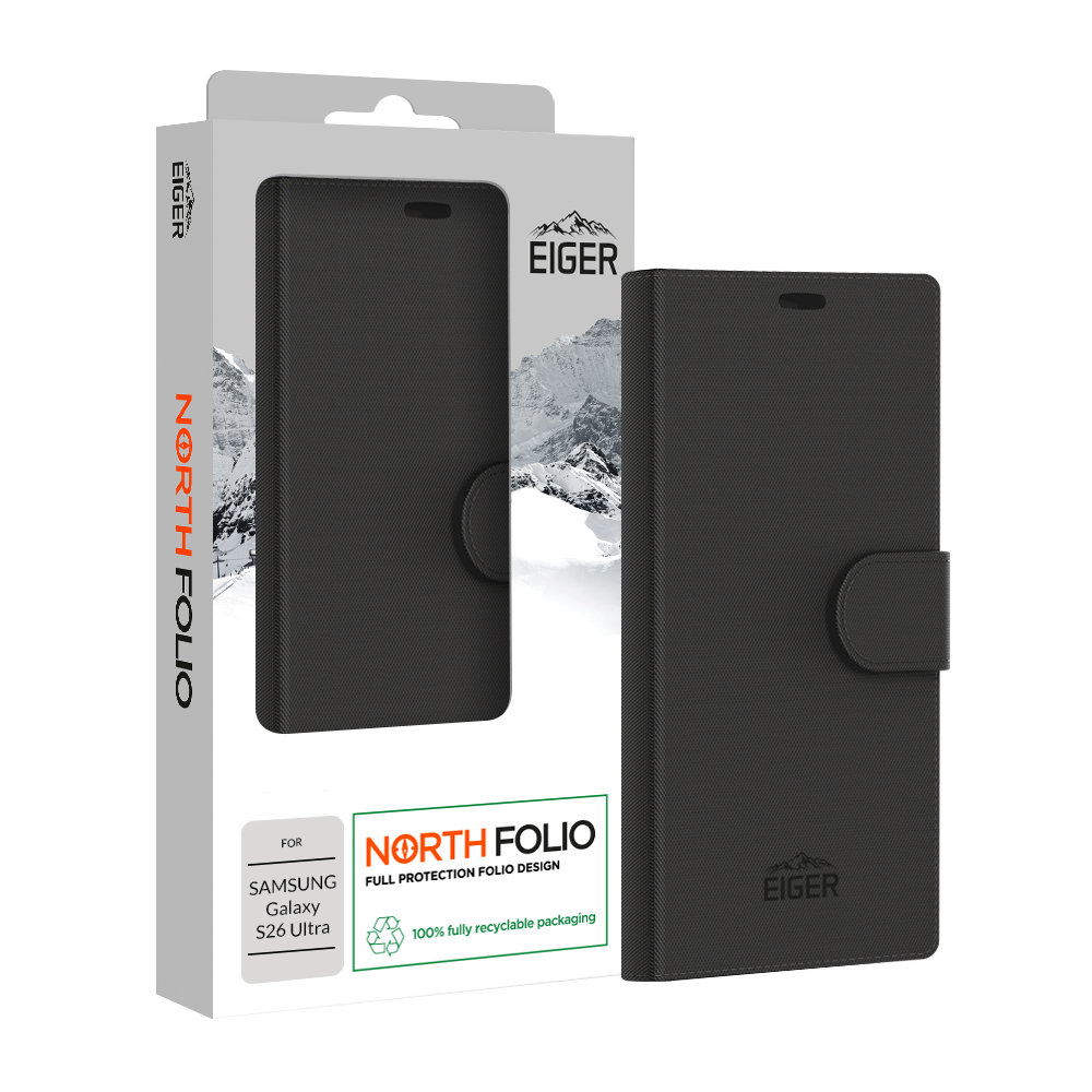 Eiger ETUI FOLIO STAND MAGNETIQUE RENFORCE NOIR POUR SAMSUNG GALAXY S2