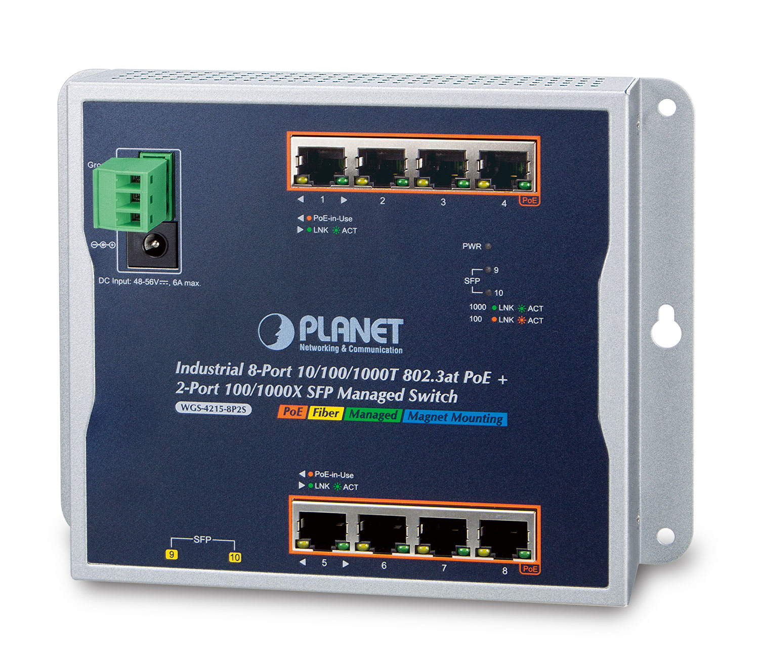 PLANET WGS-4215-8P2S network switch Managed Gigabit Ethernet (10/100/1000) Power over Ethernet (PoE) Black