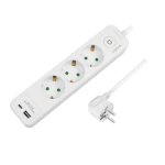 LogiLink Outlet Strip, 3 safety sockets, w/ 1x USB-A, 1x USB-C Port, white