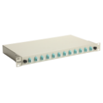 Equip 12-Port Fiber Optic Splice Box, LC Duplex, OM3, 1U, Equipped, Grey
