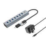 Conceptronic HUBBIES21GP 7-Port USB 3.0 Hub with Power Adapter, 5Gbps, USB-A x 7