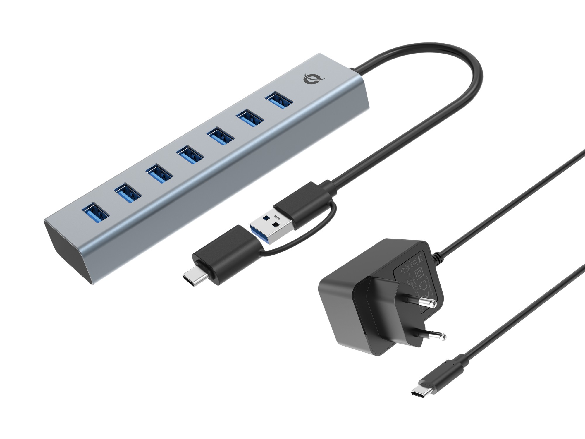 Conceptronic HUBBIES21GP 7-Port USB 3.0 Hub with Power Adapter, 5Gbps, USB-A x 7