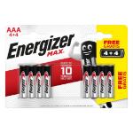 Energizer Max AAA Alkaline Batteries - Pack of 8