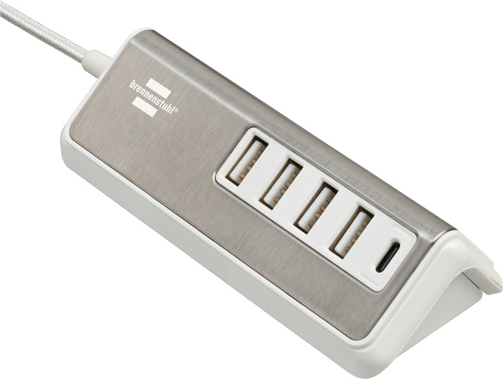 Image of Brennenstuhl 1508230 mobile device charger Stainless steel, White...