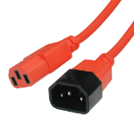 Videk IEC M (C14) to IEC F (C13) Mains Power Cable Red 0.5Mtr