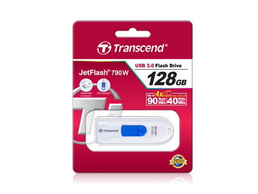 Transcend JetFlash 790 128GB USB-sticka USB Type-A 3.2 Gen 1 (3.1 Gen 1) Vit
