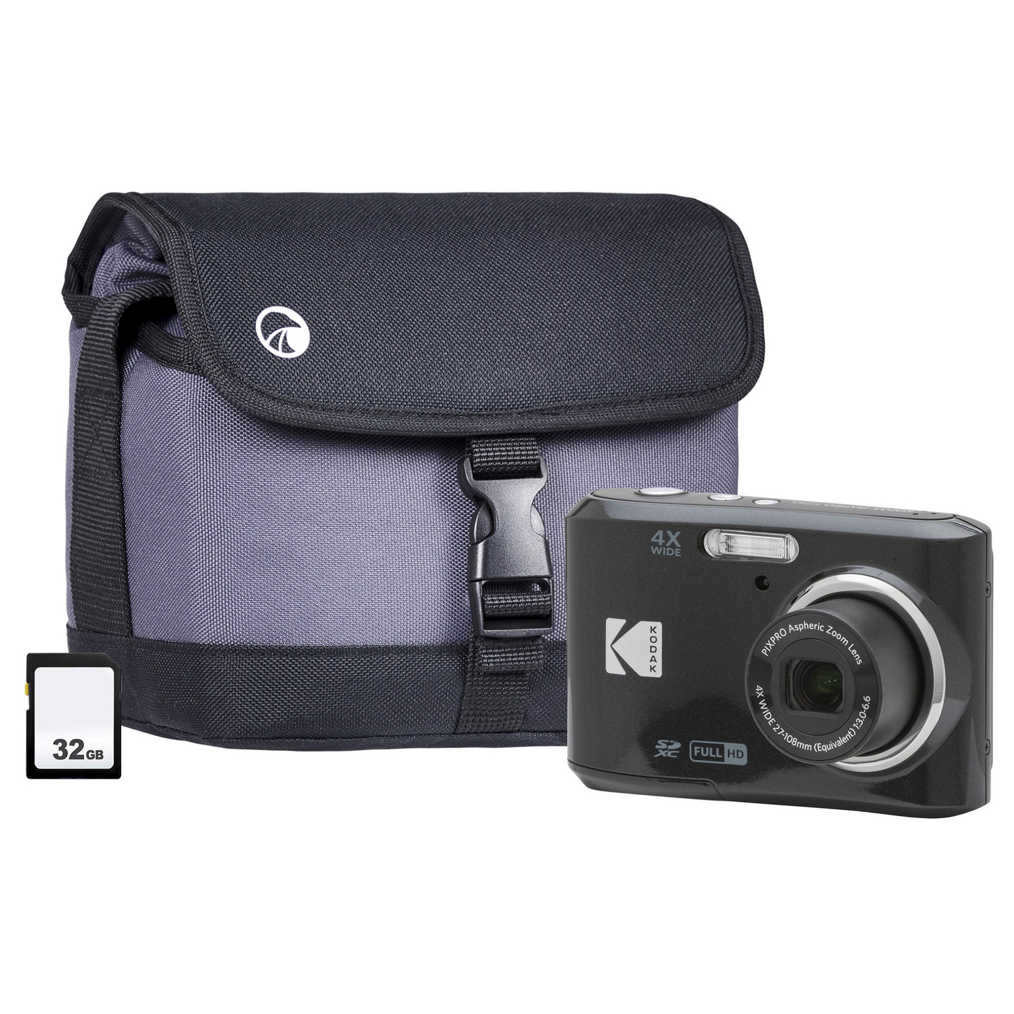 Kodak PIXPRO FZ45 16MP 4x Zoom Compact Camera - Black - Camera + Sandi