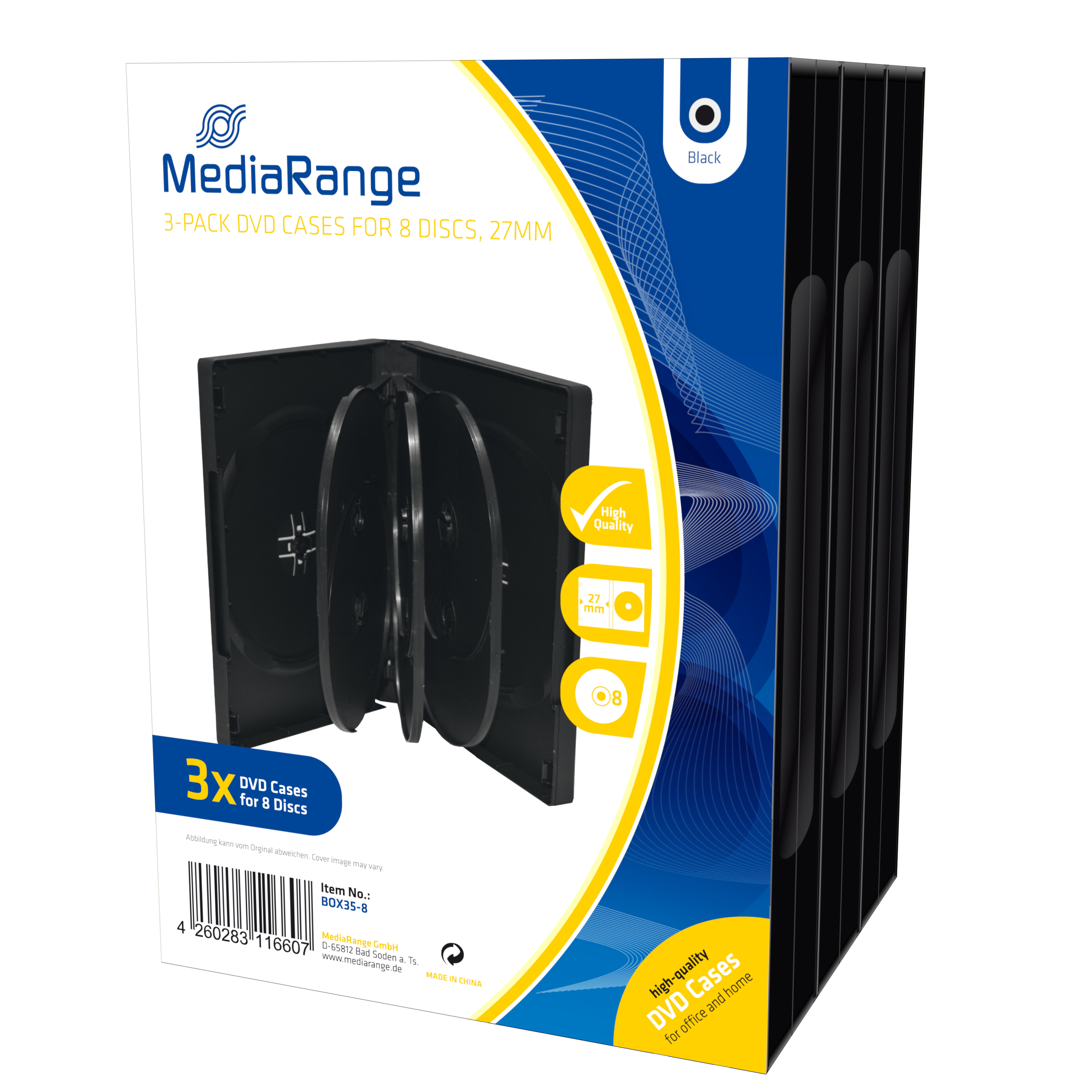 Image of MediaRange BOX35-8 optical disc case Jewel case 8 discs Black