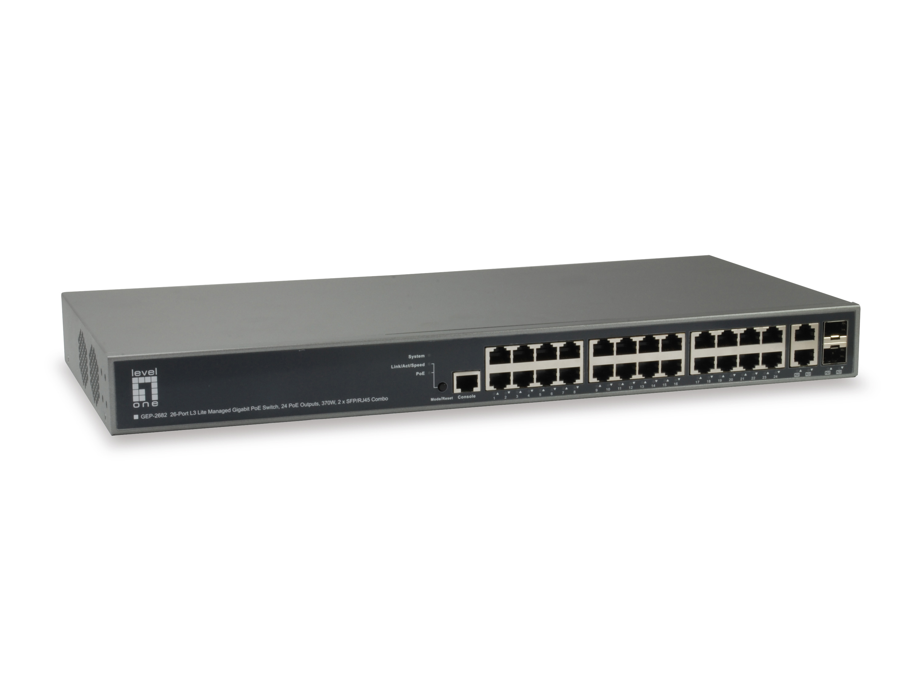 Image of LevelOne TURING 26-Port L3 Lite Managed Gigabit PoE Switch, 24 PoE...