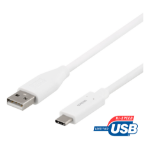 Deltaco USBC-1009 USB cable USB 2.0 USB A White