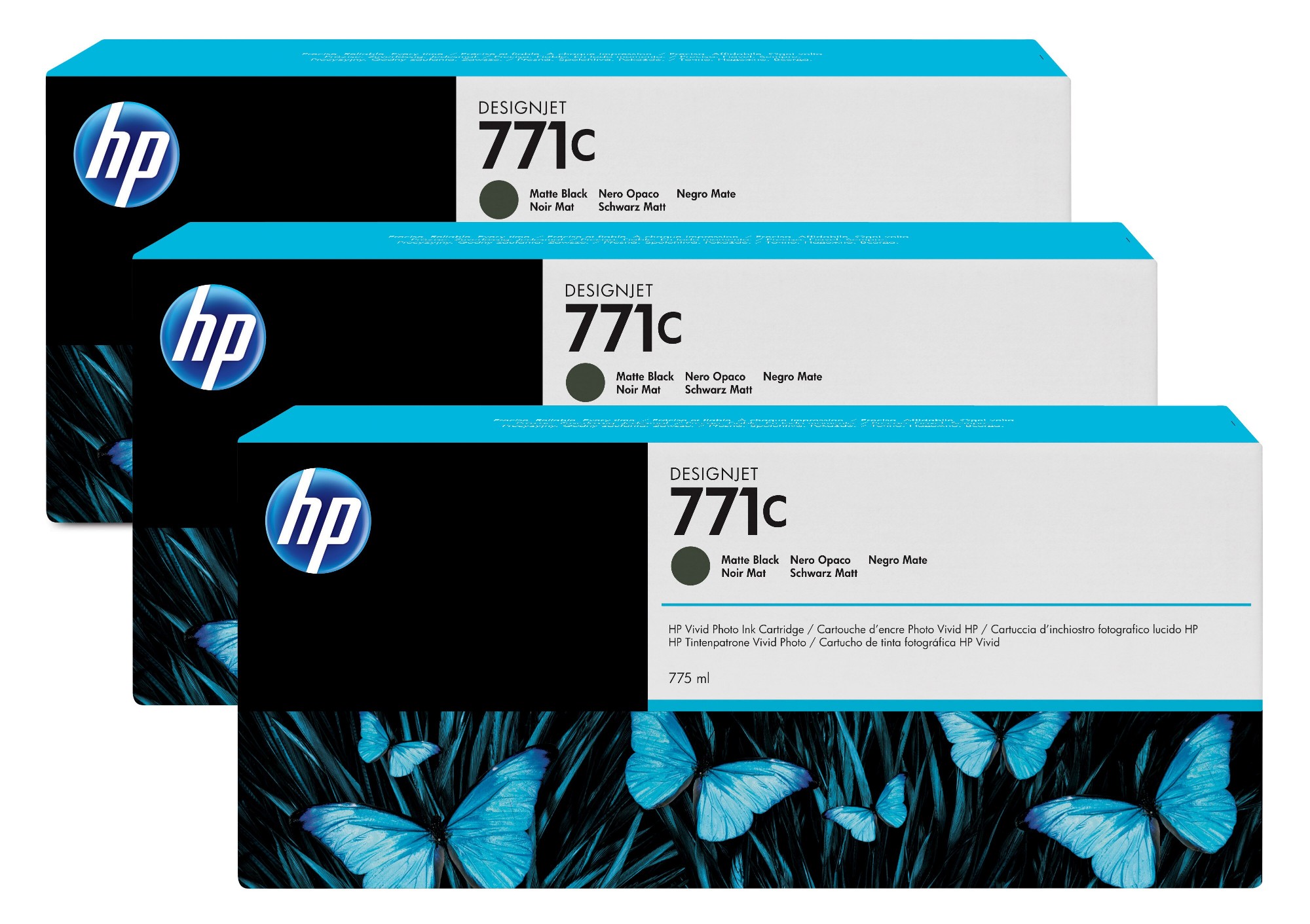 HP  B6Y31A/771C Ink cartridge black matt 775ml Pack=3 for  DesignJet