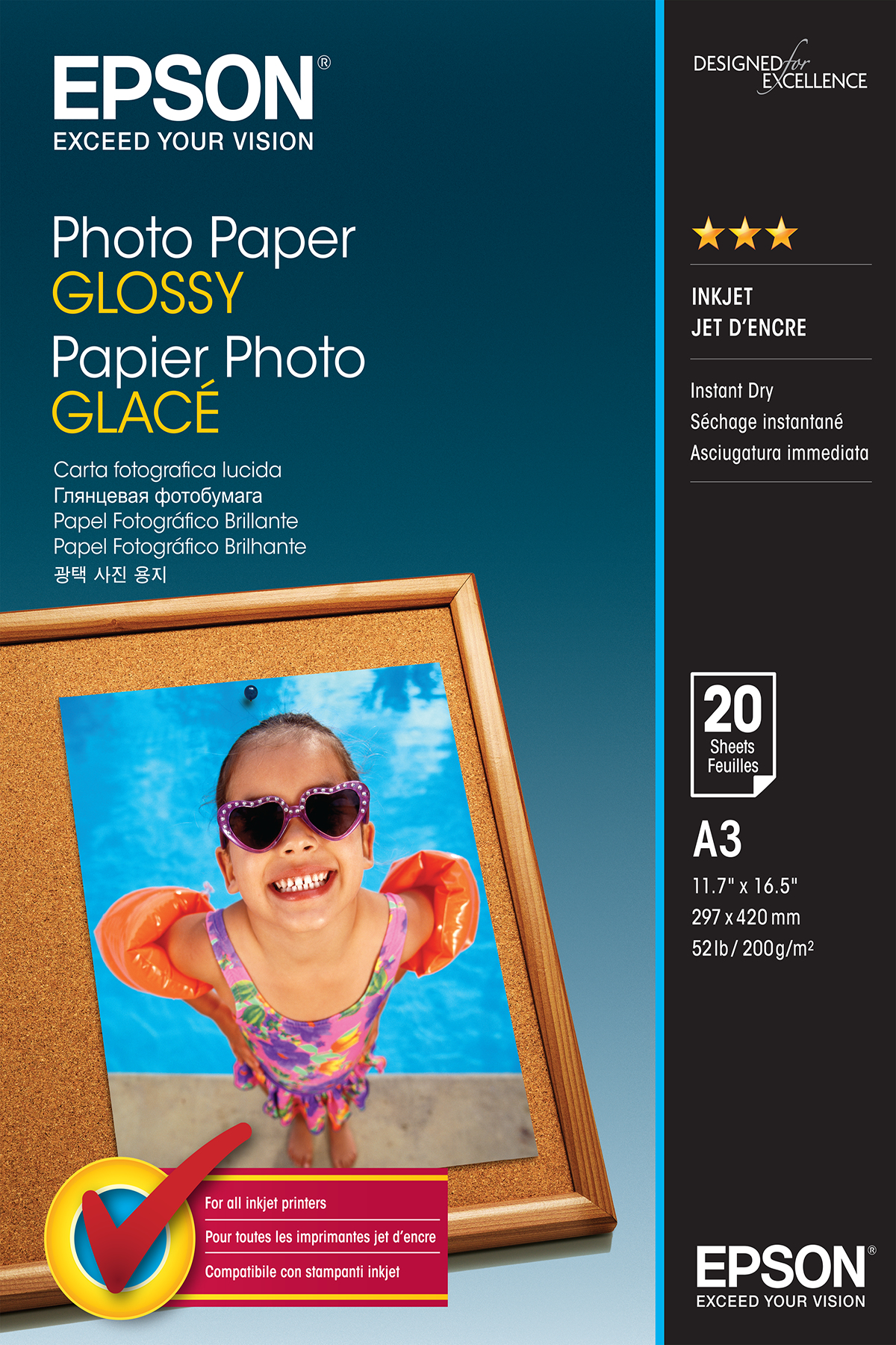 Image of Epson Photo Paper Glossy - A3 - 20 sheets