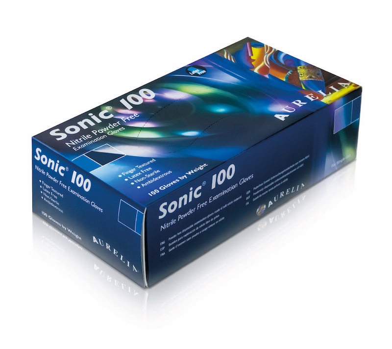 Image of AURELIA Sonic 100 Blue Nitrile PF XL Gloves Box Of 100