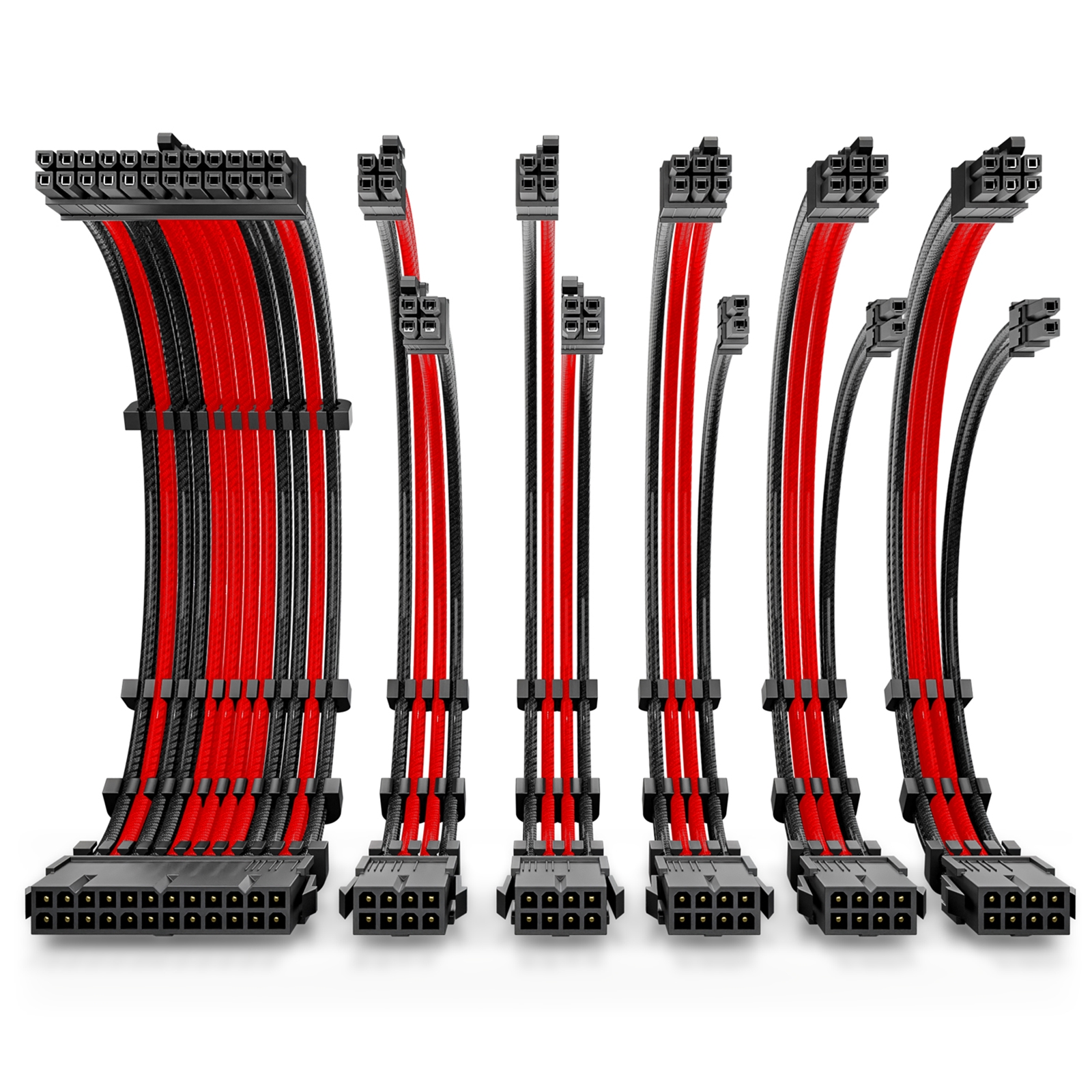 Image of Antec Black/Red PSU Extension Cable Kit - 6 Pack (1x 24 Pin, 2x...