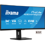 iiyama ProLite 34’’ UWQHD curved monitor with USB-C dock, LAN, KVM switch and 15cm height adjustable stand