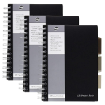Pukka A5 Wirebound Polypropylene Cover Project Book Ruled 250 Pages Black (Pack 3) - SBPROBA5