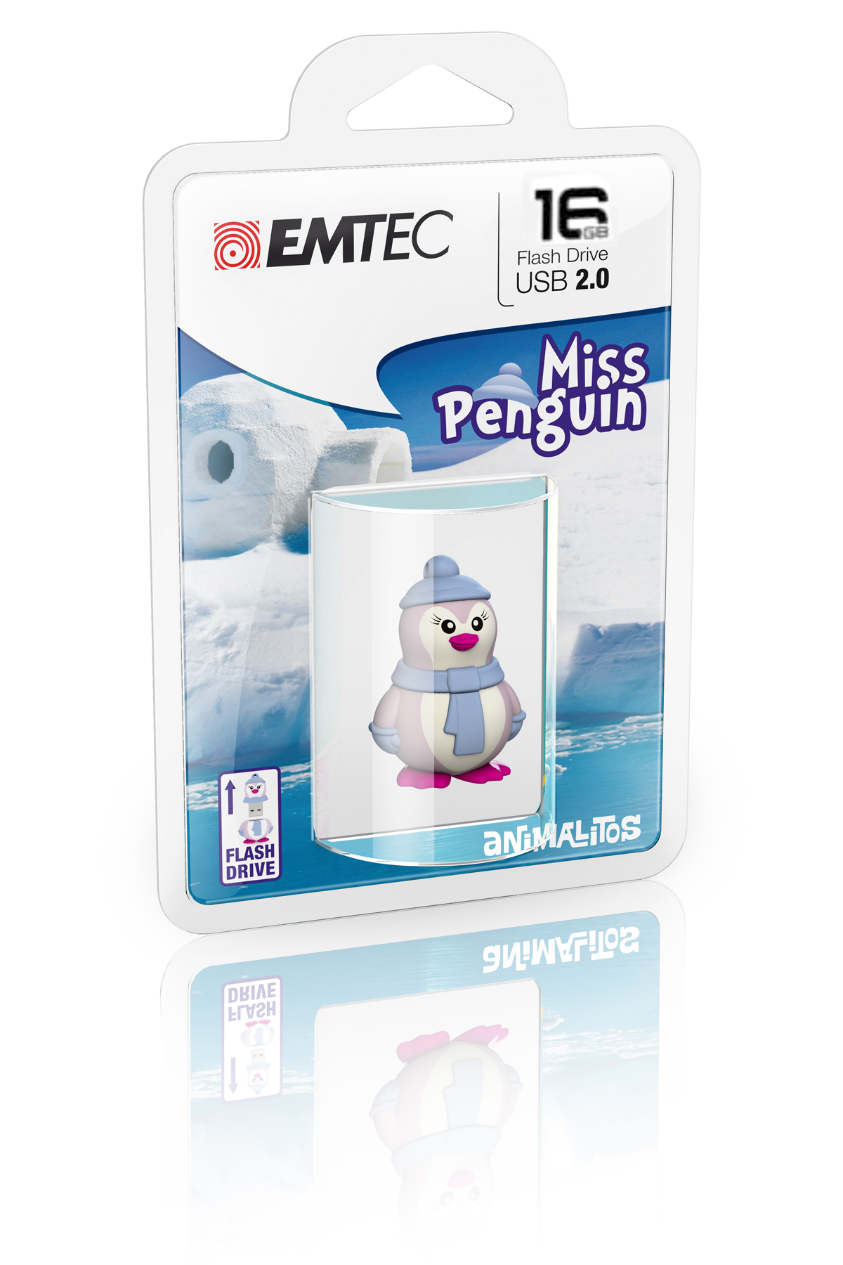Emtec Miss Penguin USB flash drive 16 GB USB Type-A 2.0 Blue, Purple, White