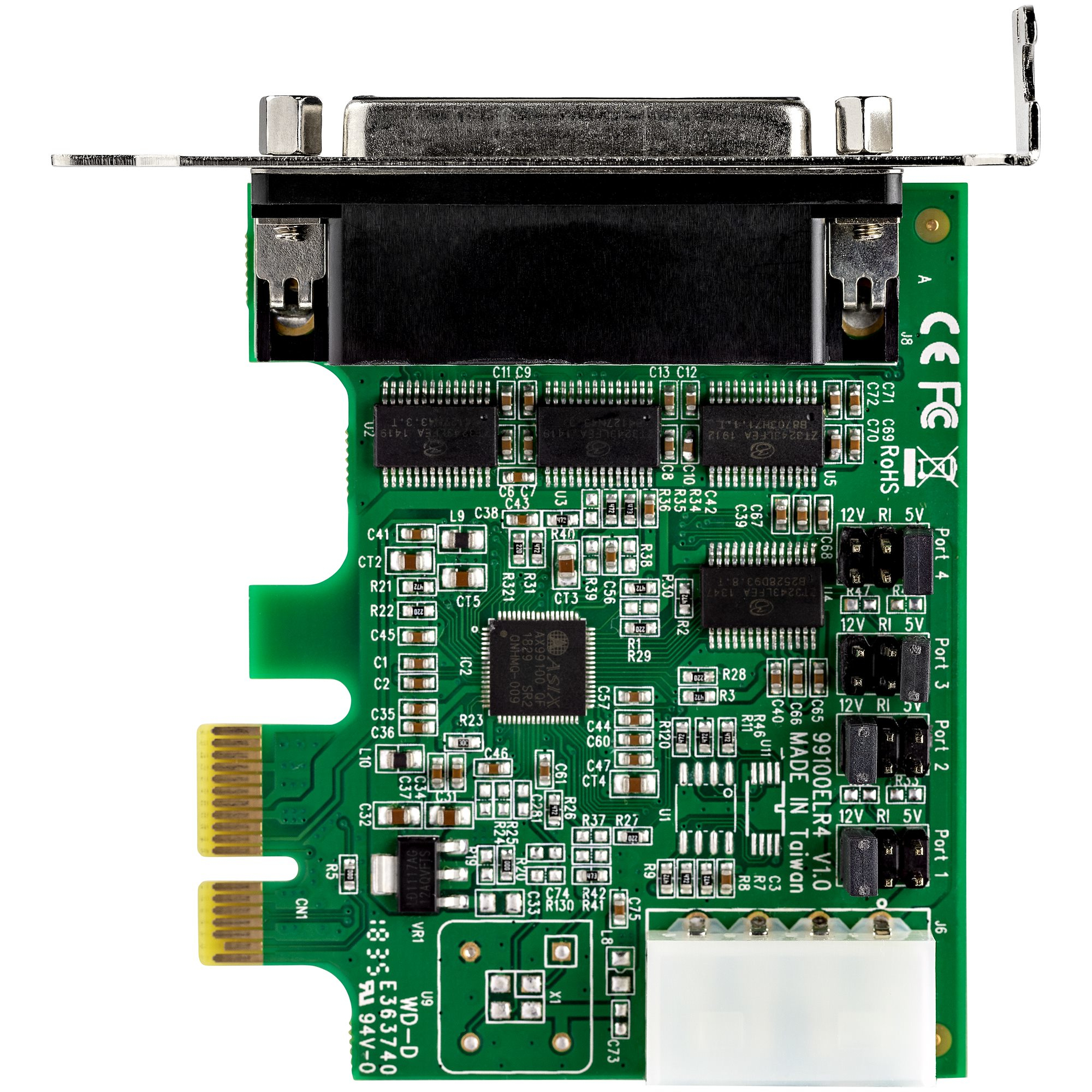 StarTech.com 4-port PCI Express RS232 Serial Adapter Card - PCIe RS232 Serial Host Controller Card - PCIe to Serial DB9 - 16950 UART - Low Profile Expansion Card - Windows/Linux