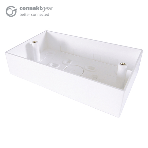 Image of connektgear Double Gang Back Box Surface Mount 32mm Deep - White