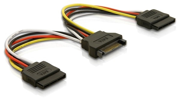 Photos - Cable (video, audio, USB) Delock Cable Power SATA 15pin > 2x SATA HDD – straight 0.15 m 60105 