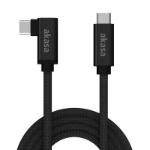 Akasa AK-CBUB66-20BK Data Cable. Right-Angled USB 3.2 Gen 2x2 Type-C (M) to USB 3.2 Gen 2x2 Type-C (M), 2m, Black, SuperSpeed USB up to 20Gbps Data, Fast Charging 100W Power Delivery, Supports DisplayPort Alternate Mode for 4K@60Hz UHD Video Function