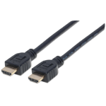 Manhattan HDMI Cable with Ethernet (CL3 rated, suitable for In-Wall use), 4K@60Hz (Premium High Speed), 2m, Male to Male, Black, Ultra HD 4k x 2k, In-Wall rated, Fully Shielded, Gold Plated Contacts, Lifetime Warranty, Polybag