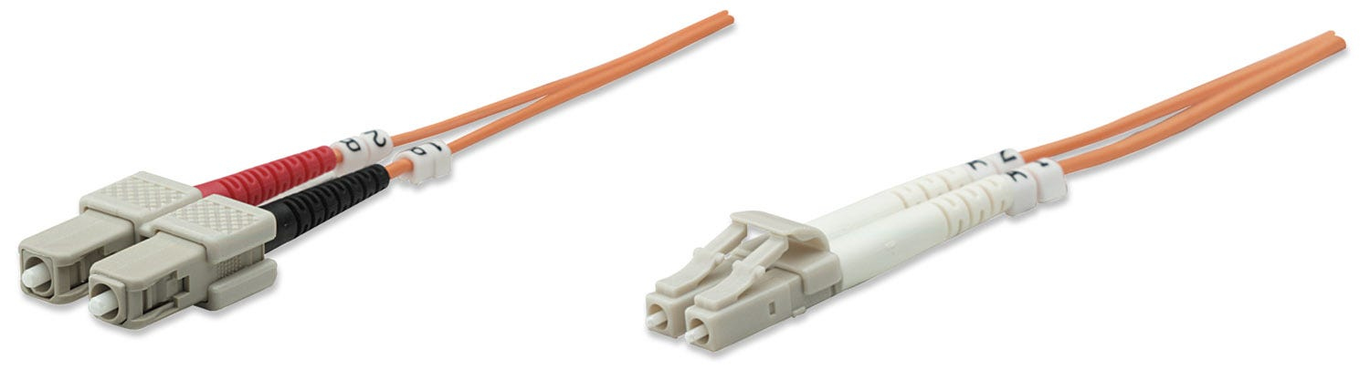 Photos - Cable (video, audio, USB) INTELLINET Fiber Optic Patch Cable, OM1, LC/SC, 2m, Orange, Duplex, Mu 471 