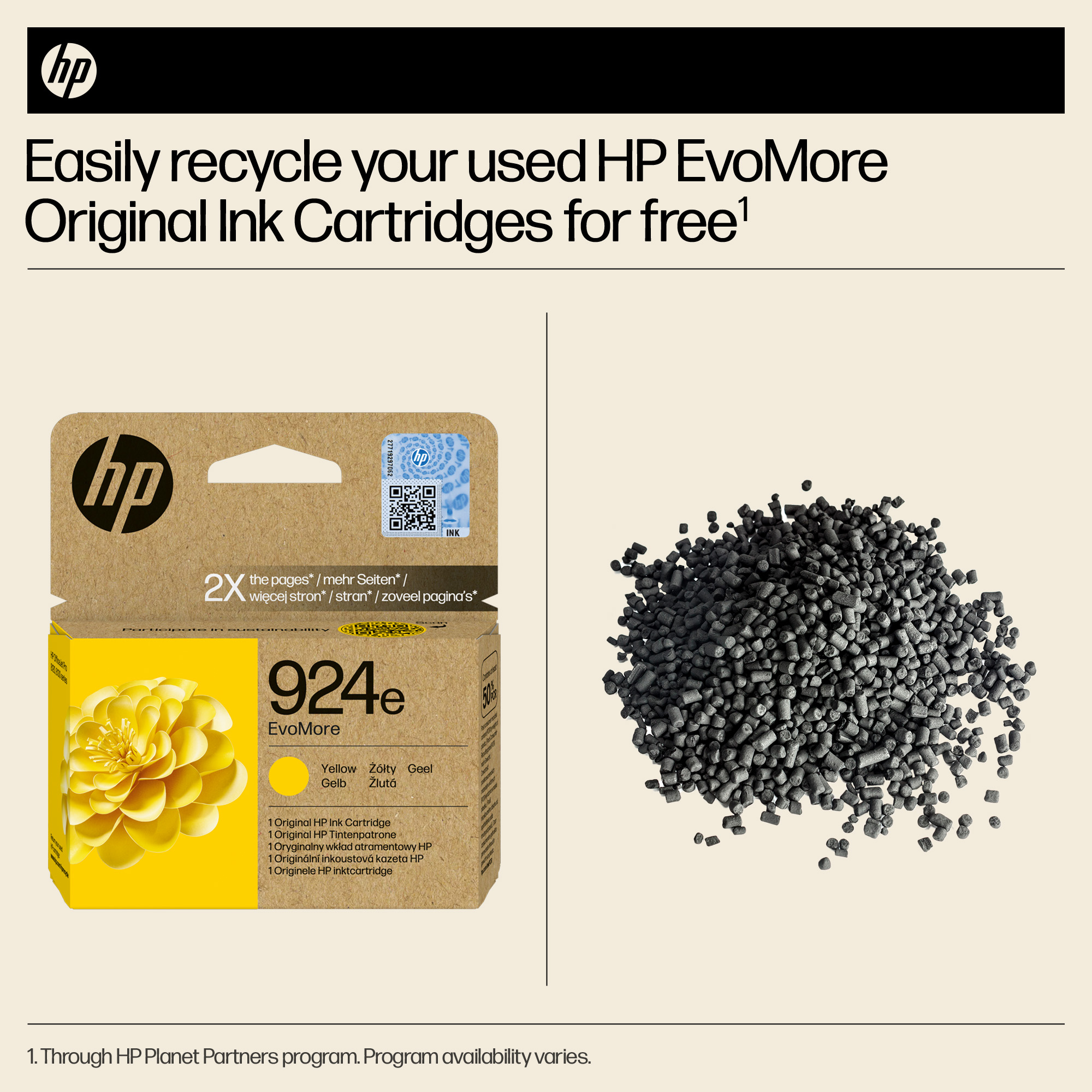 HP 924E EvoMore Original Ink Cartridge High Yield Yellow 4K0U9NE