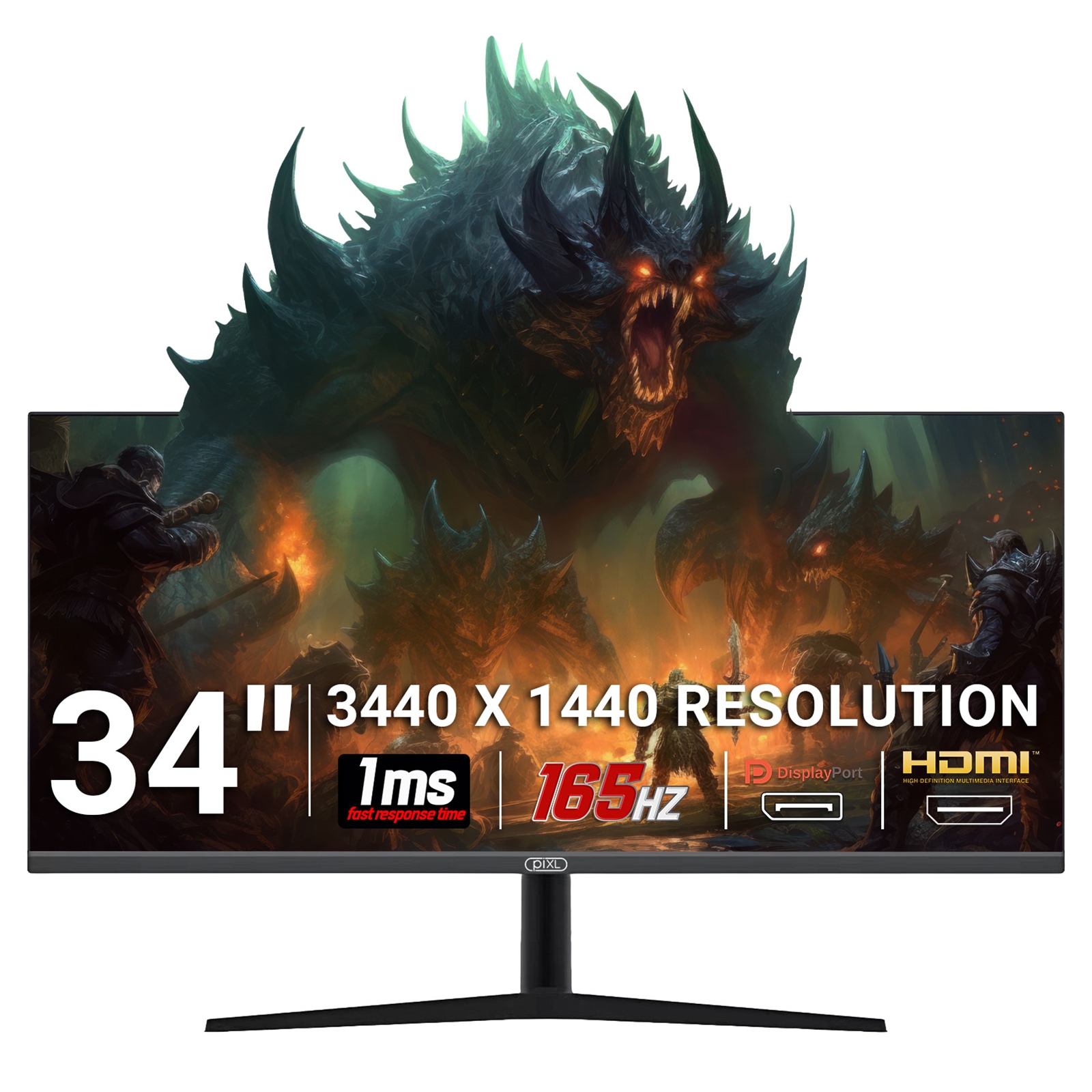 Image of PIXL 34-inch UWQHD UltraWide 165Hz Gaming Monitor with 100% sRGB...
