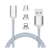 JLC Magnetic 3 in 1 Charging Cable Lightning, Micro USB and Type C 1 Metre - Silver