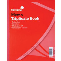 Image of Silvine 210x127mm Triplicate Memo Book Carbon Ruled 1-100 Taped...