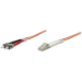 Intellinet Fiber Optic Patch Cable, OM2, LC/ST, 1m, Orange, Duplex, Multimode, 50/125 µm, LSZH, Fibre, Lifetime Warranty, Polybag