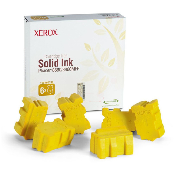 Xerox 108R00748 Dry ink in color-stix yellow, 6x14K pages 440ml Pack=6 for Xerox Phaser 8860