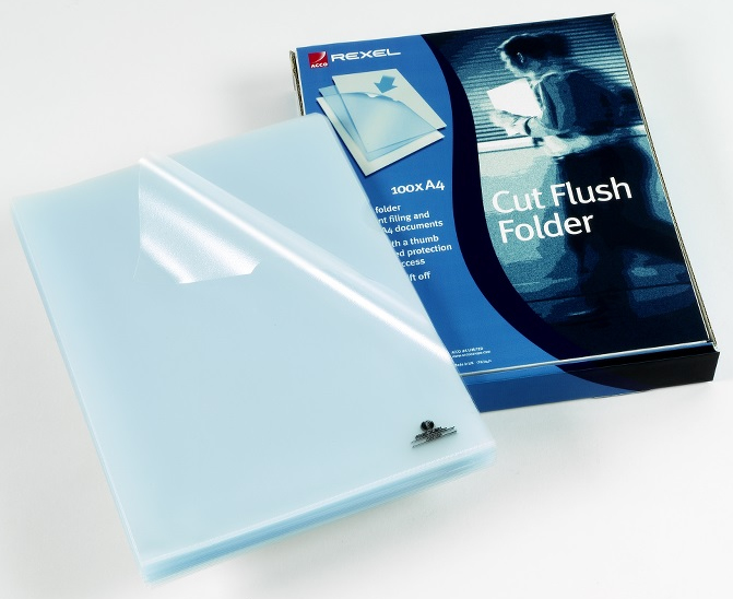 Image of Rexel Cut Flush Folders A4 Clear (100)