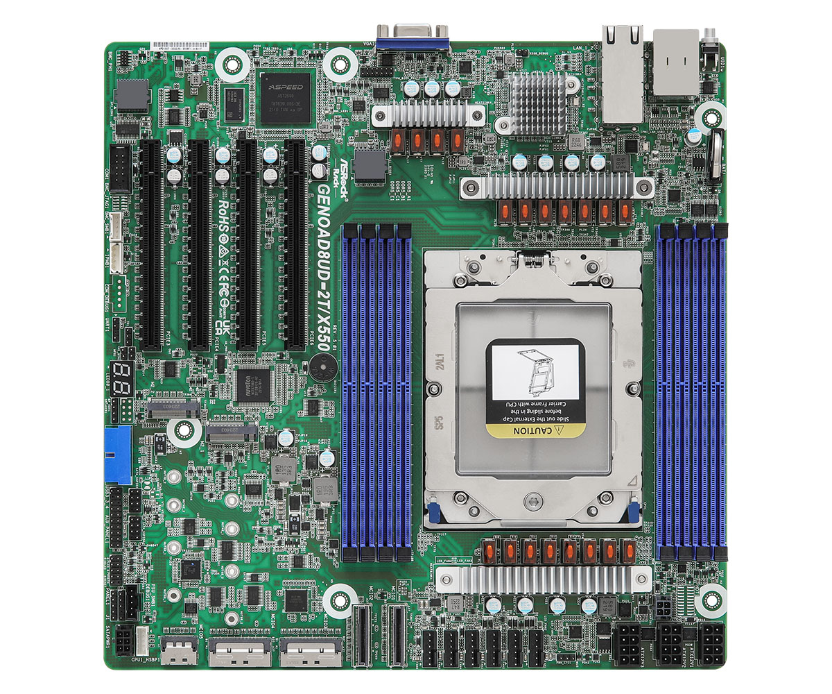 GENOAD8UD-2T/X550 ASROCK Mainboard GENOAD8UD-2T/X550 micro-atx Sockel SP5 Single - Motherboard - ATX