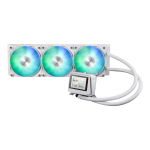 ASUS AYW Gaming LC 360 ARGB LCD White all-in-one CPU liquid cooler with advanced cooling performance vivid 2.4 IPS screen pre-installed ARGB fans and Aura lighting.