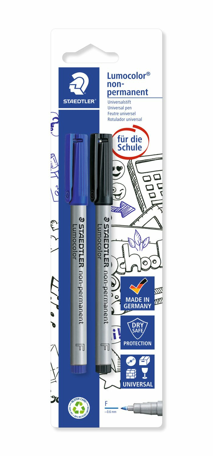 Staedtler Lumocolor 316 marker 2 pc(s) Black, Blue