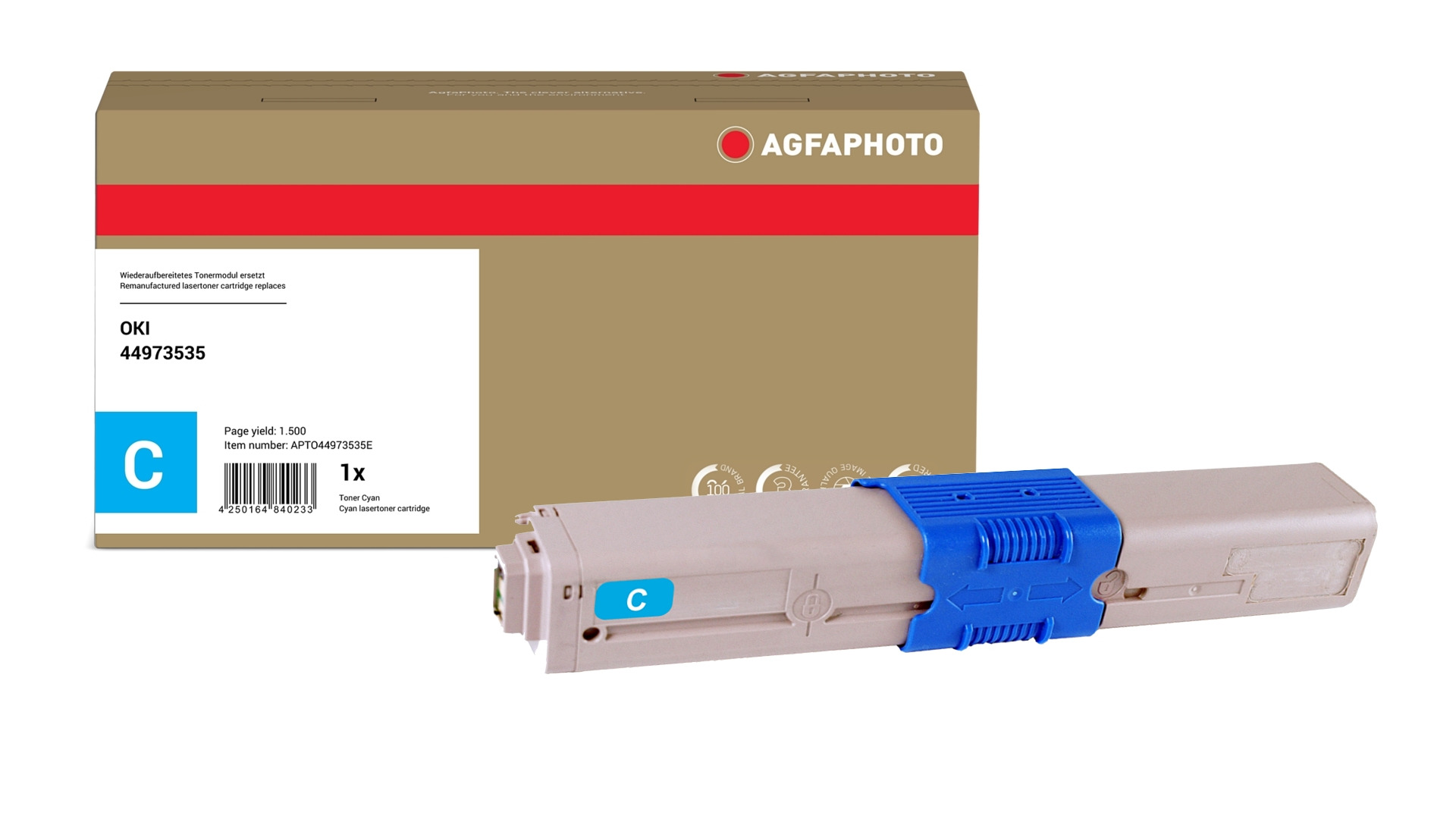 AgfaPhoto Compatible Toner Cartridge. Cyan. Replacement for OKI 449735