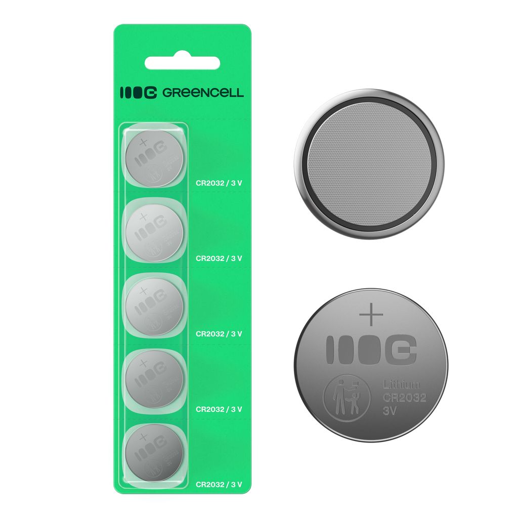 EU Product - Greencell Lithium button cell battery CR2032 3V 220mAh, 5-pack thumbnail