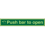 SECO by Stewart Superior SECO Photoluminescent Safe Procedure Safety Sign Push Bar To Open Glow In The Dark 300 x 50mm - SP127PLV300X50