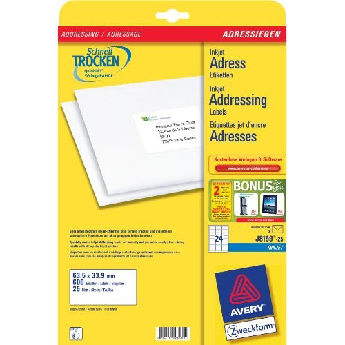 Photos - Other consumables Avery J8159-25 addressing label White