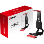MSI MSI HS01 Gaming Headset Stand; Black with Red; Solid Metal Design; non slip base; Cable Organiser; Supports most headsets.