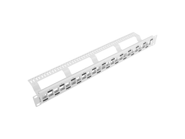 PPKS-1224-S LANBERG Patchpanel Blank 24-Port 1U abgestuft mit Org. grau