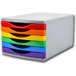 Deflecto 180mm Drawer Tower Unit 6 x 30mm Rainbow Colours - CP146YTRBW