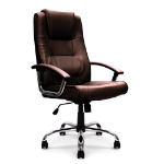 NAUTILUS Designs Westminster High Back Leather Faced Executive Office Chair With Integral Headrest and Fixed Arms Brown - DPA2008ATG/LBW DD