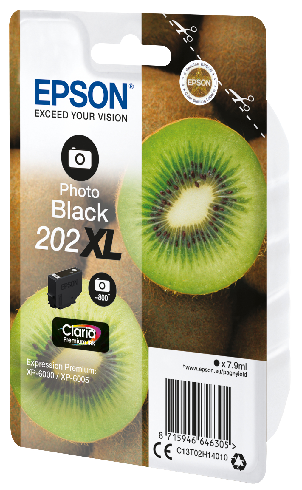 Epson C13T02H14010/202XL Ink cartridge foto black high-capacity, 800 pages 800 Photos 7,9ml for Epson XP 6000