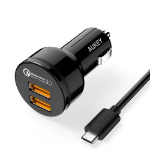 AUKEY CC-T8 mobile device charger Laptop, Power bank, Smartphone, Smartwatch, Tablet Black Cigar lighter, DC Fast charging Auto