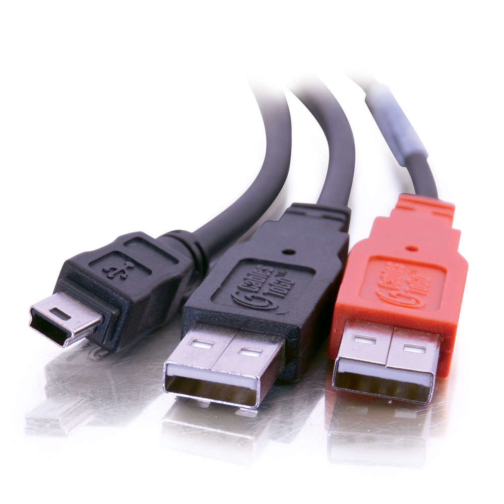 C2G USB Mini-B/USB A Y-Cable cable USB 2 m USB 2.0 Mini-USB B Negro