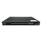 LevelOne 28-Port L2 Plus Managed Gigabit Fiber Industrial Switch, 4x 1.25/2.5GbE SFP, 16x 1.25GbE SFP, 8x Gigabit SFP/RJ45 Combo, Redundant Power Supply, -40°C to 80°C